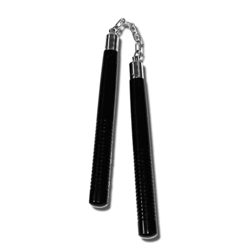 Nunchaku legno tondo con catena laccato nero