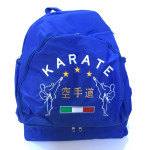 borsa zaino con tracolle e portascarpe con ricamo karate royal e nero