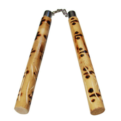 Nunchaku in rattan focato con catena